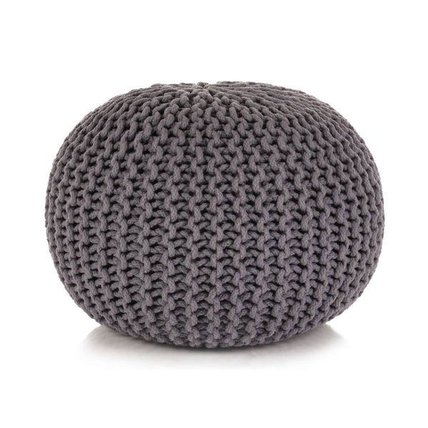 Handgestrickter Pouf Baumwolle 50 x 35 cm Grau