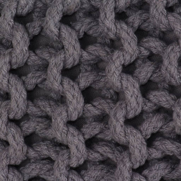 Handgestrickter Pouf Baumwolle 50 x 35 cm Grau
