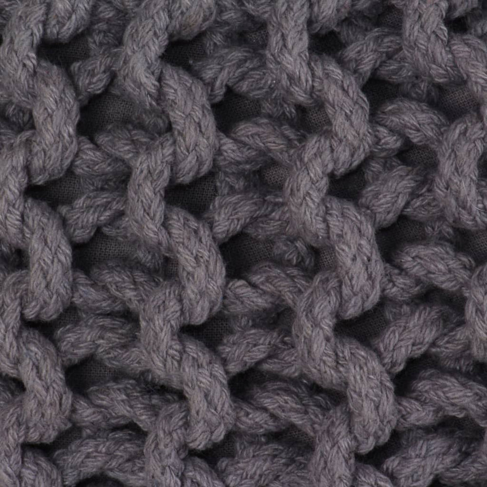 Handgestrickter Pouf Baumwolle 50 x 35 cm Grau