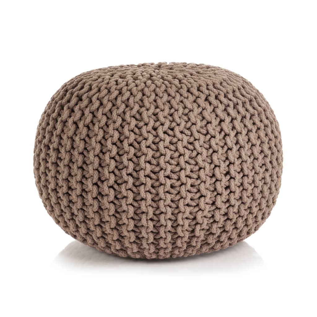 Handgestrickter Pouf Baumwolle 50 x 35 cm Braun