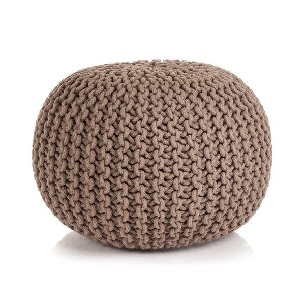 Handgestrickter Pouf Baumwolle 50 x 35 cm Braun