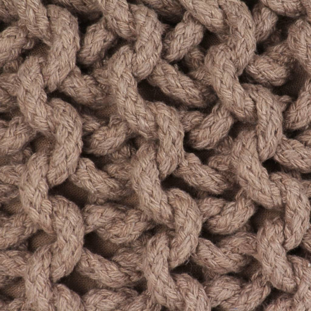 Handgestrickter Pouf Baumwolle 50 x 35 cm Braun
