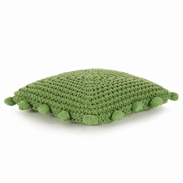 Wurfkissen Geflecht mit Kissen Grün 50 x 50 cm Baumwolle
