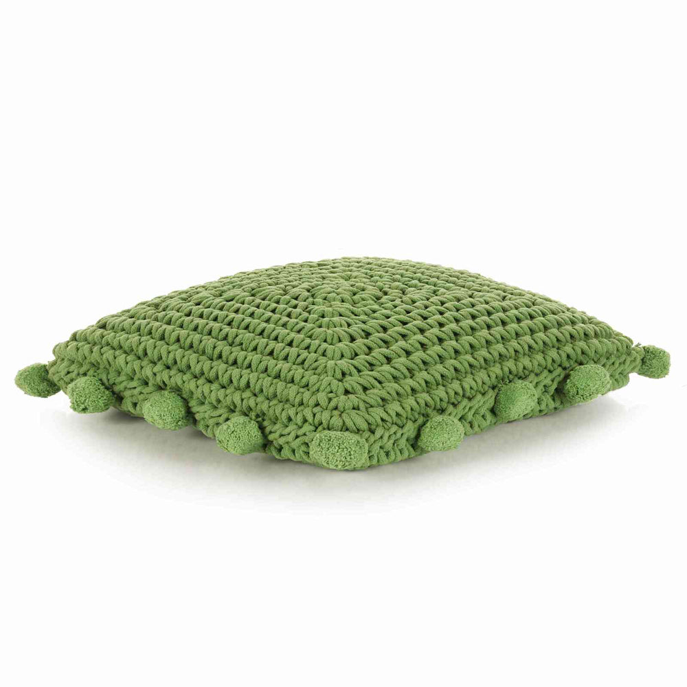 vidaXL Coussin tressé avec oreiller vert 50 x 50 cm Coton