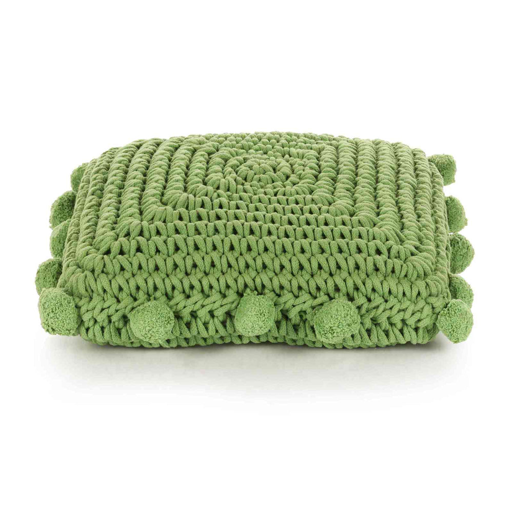 vidaXL Coussin tressé avec oreiller vert 50 x 50 cm Coton