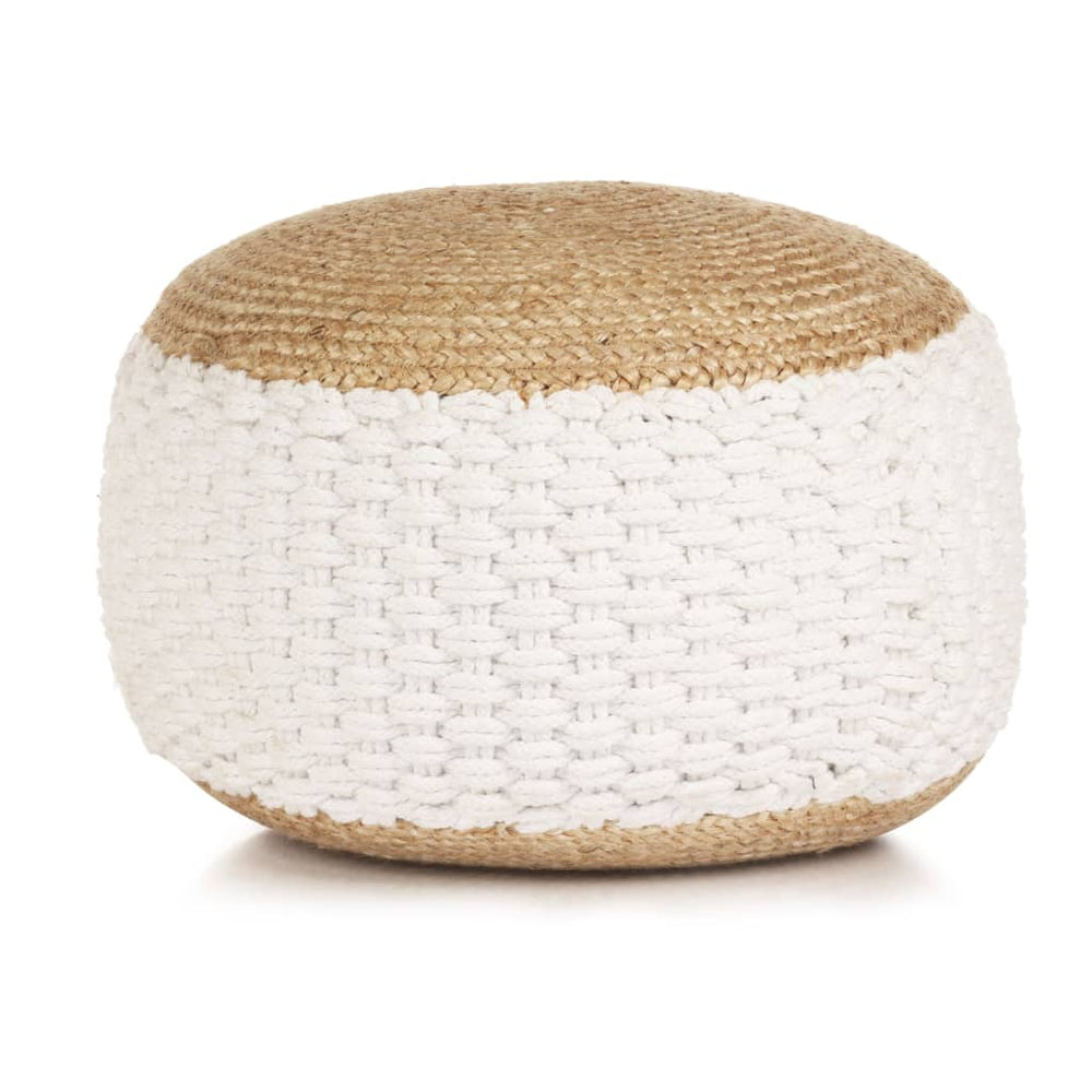Pouf Gewebt/Gestrickt Jute Baumwolle 50 x 35 cm Weiß
