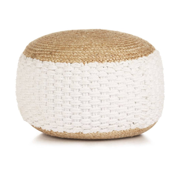Pouf Gewebt/Gestrickt Jute Baumwolle 50 x 35 cm Weiß