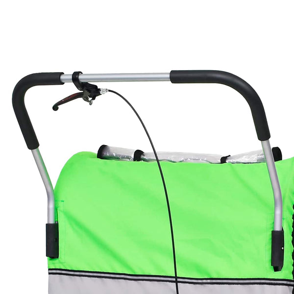 2-in-1 Fahrradanhänger & Kinderwagen Grün/Grau