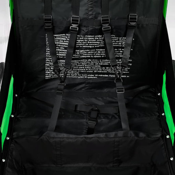 2-in-1 Fahrradanhänger & Kinderwagen Grün/Grau