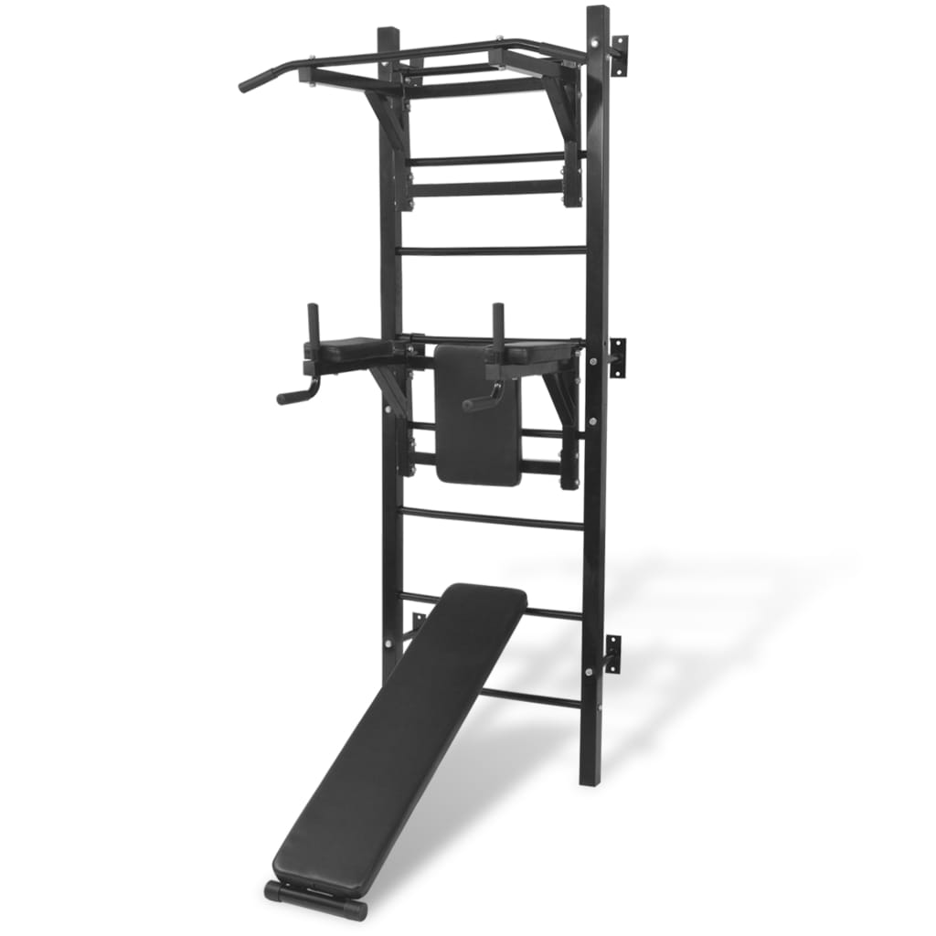 Wandmontierter Multifunktions-Fitness-Power-Turm Schwarz
