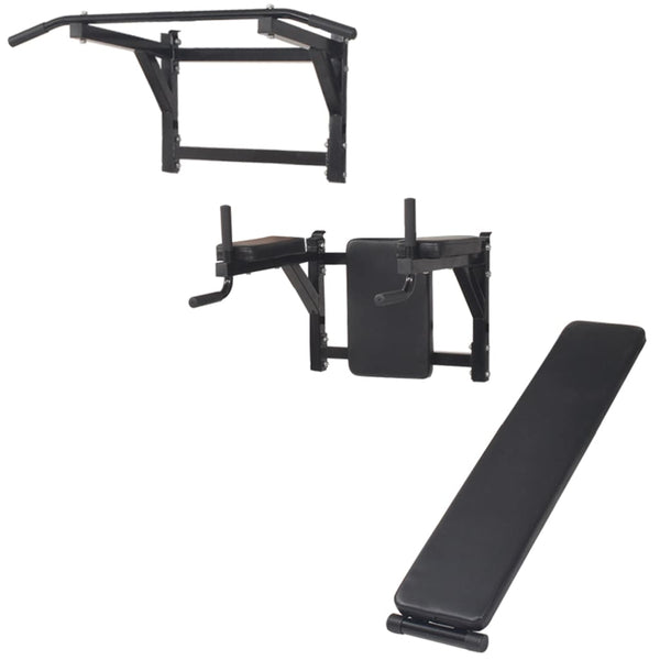 Wandmontierter Multifunktions-Fitness-Power-Turm Schwarz