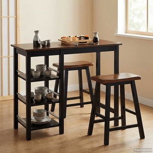Bar Set 3 Stück MDF Schwarz