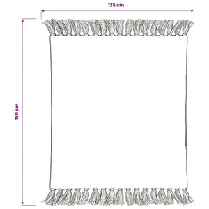 Überwurf Baumwolle Streifen 125x150 cm Grau und Weiß