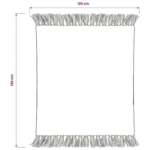 Überwurf Baumwolle Streifen 125x150 cm Grau und Weiß