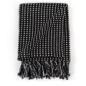 vidaXL Plaid en coton à carreaux 125x150 cm Noir