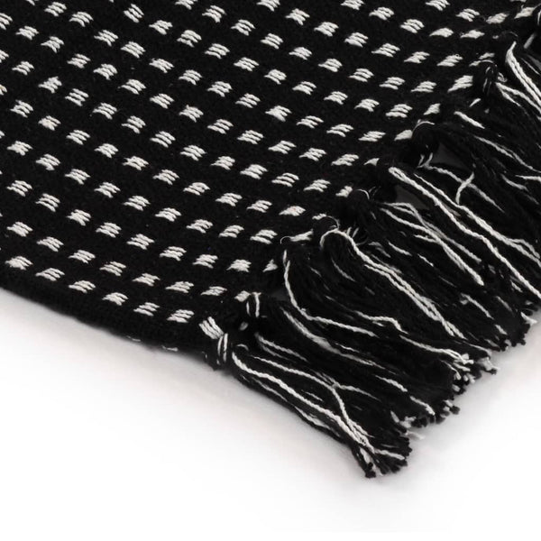 vidaXL Cotton Throw Plaid 160x210 cm Black