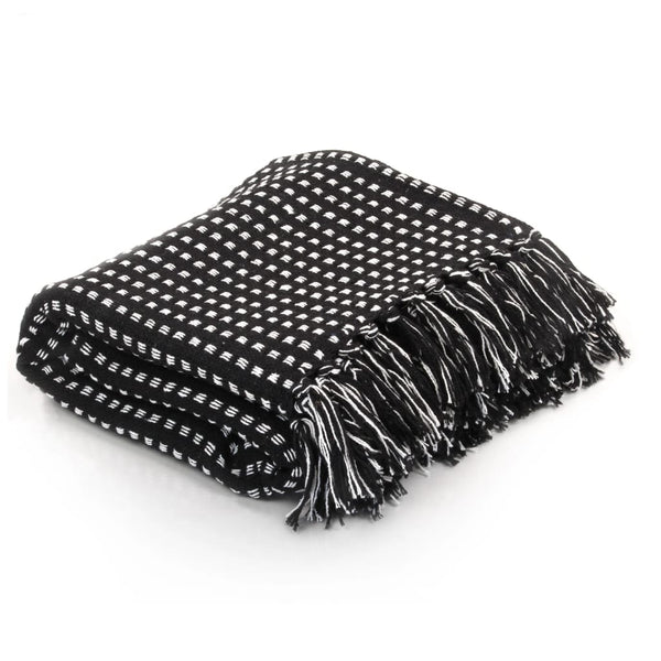 vidaXL Plaid en coton à carreaux 220x250 cm Noir