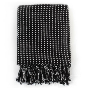 vidaXL Plaid en coton à carreaux 220x250 cm Noir