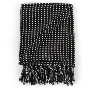 vidaXL Plaid en coton à carreaux 220x250 cm Noir