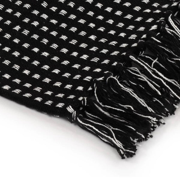 vidaXL Plaid en coton à carreaux 220x250 cm Noir