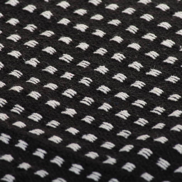 vidaXL Plaid en coton à carreaux 220x250 cm Noir