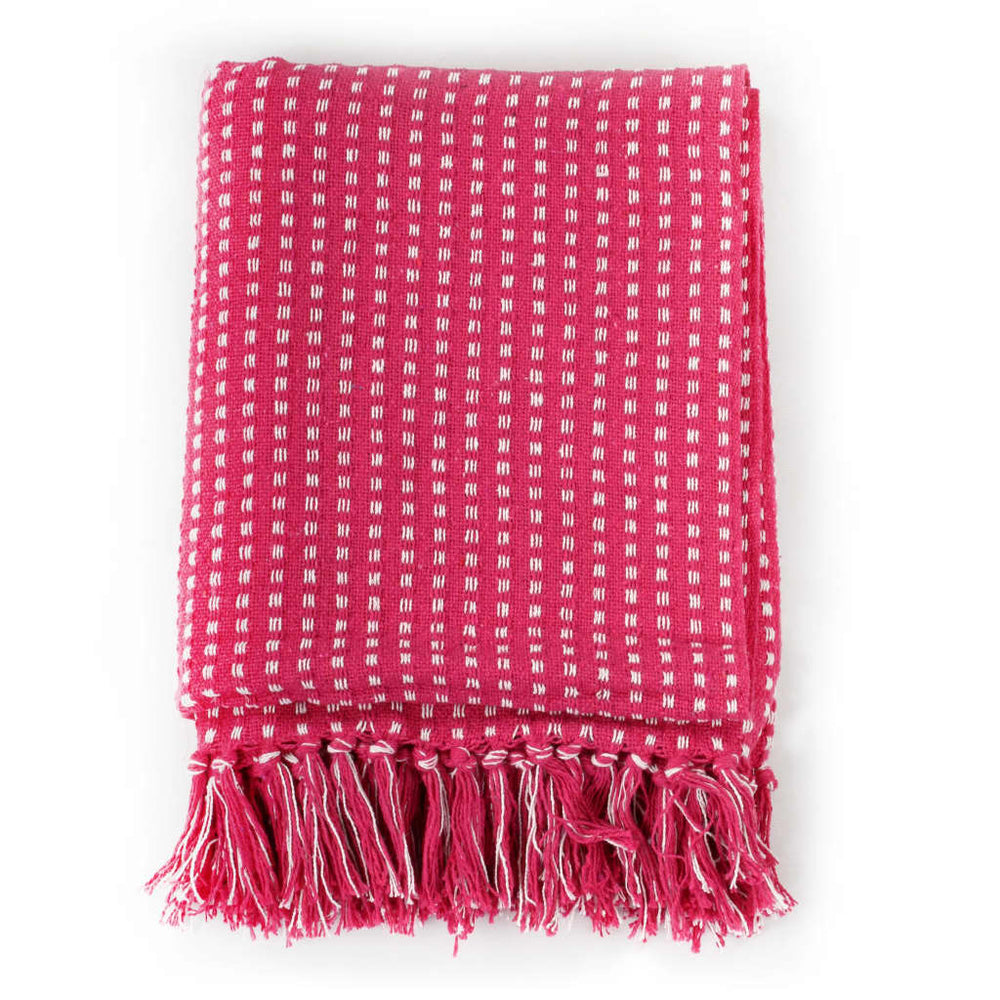 vidaXL Plaid en coton à carreaux 125x150 cm Rose