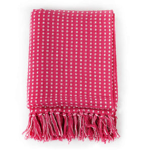 vidaXL Cotton Plaid Throw 125x150 cm Pink