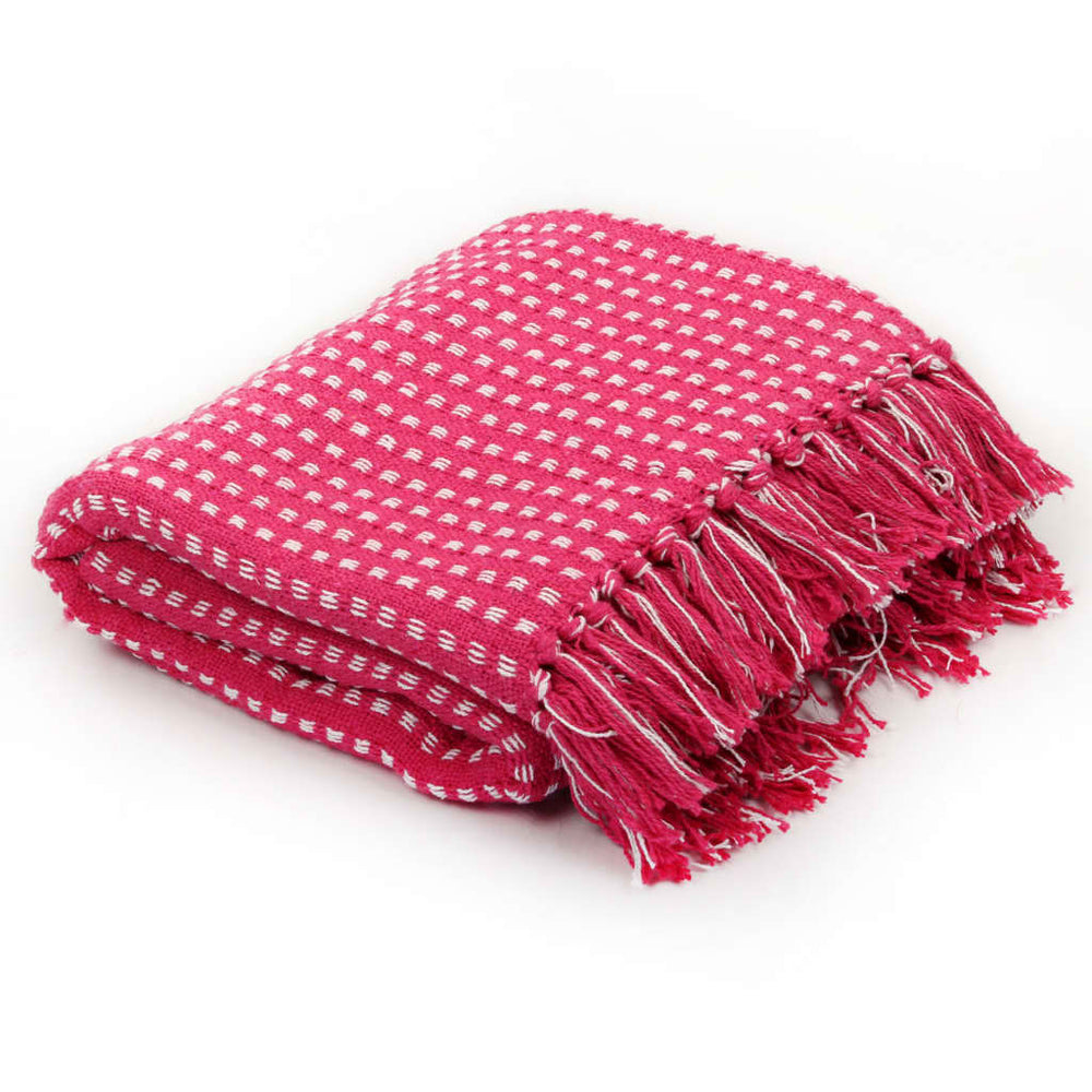 vidaXL Jeté de lit à carreaux en coton 160x210 cm Rose