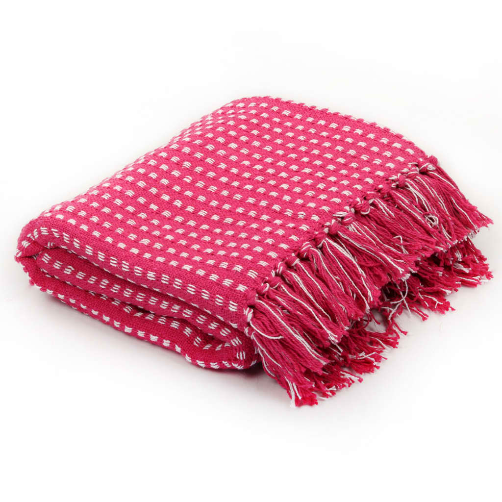 vidaXL Jeté de lit à carreaux en coton 160x210 cm Rose