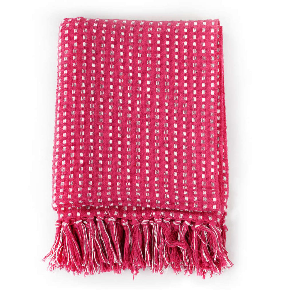 vidaXL Jeté de lit en coton à carreaux 220x250 cm rose