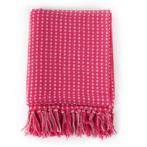 vidaXL Jeté de lit en coton à carreaux 220x250 cm rose