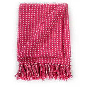 vidaXL Jeté de lit en coton à carreaux 220x250 cm rose
