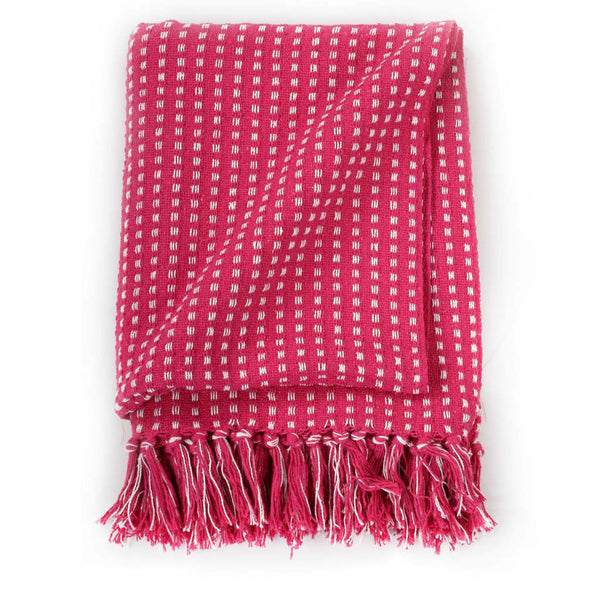 vidaXL Jeté de lit en coton à carreaux 220x250 cm rose