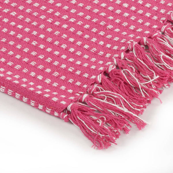 vidaXL Jeté de lit en coton à carreaux 220x250 cm rose