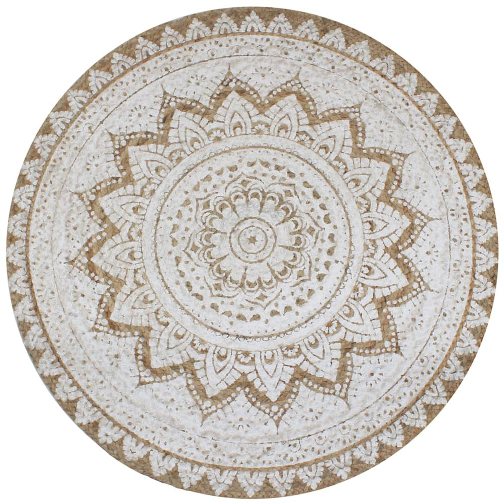 vidaXL Tapis en jute tressé imprimé 150 cm rond