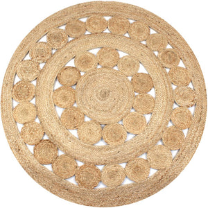 vidaXL Tapis en jute tressé motif rond 120 cm