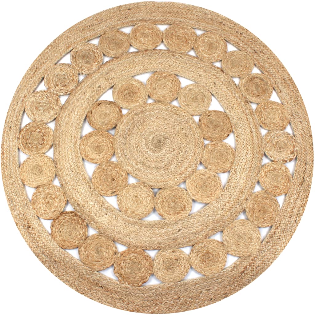 Teppich Geflochten Jute 150 cm Rund