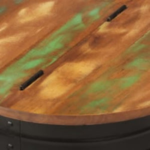Couchtisch Altholz Massiv Schwarz Trommelform