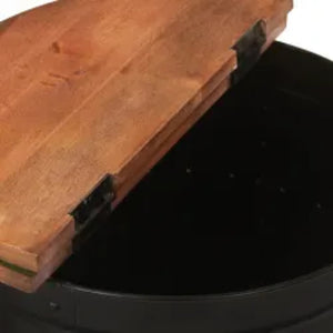 Couchtisch Altholz Massiv Schwarz Trommelform