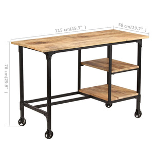 Schreibtisch mit Klapphocker Mangoholz Massiv 115x50x76 cm