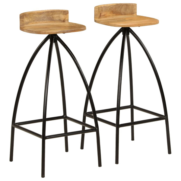 vidaXL Tabourets de bar 2 pcs Bois de manguier massif