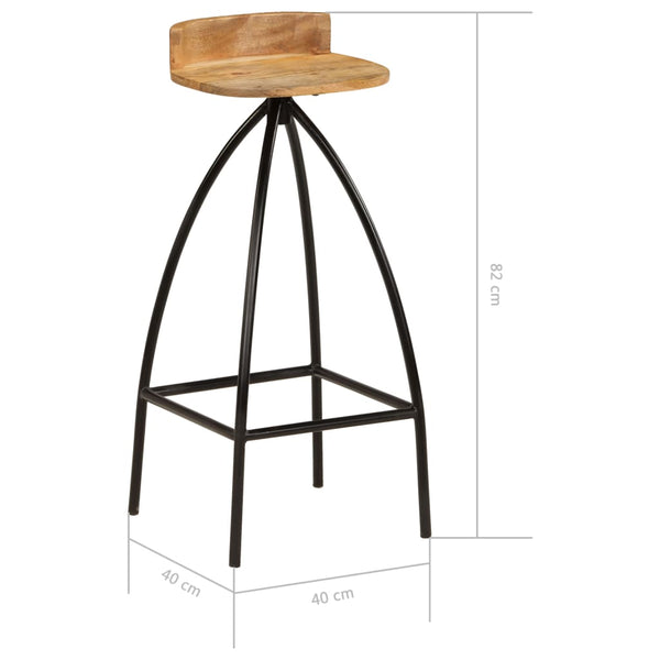 vidaXL Tabourets de bar 2 pcs Bois de manguier massif