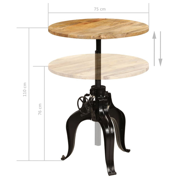 vidaXL Table de bar en bois de manguier massif 75x(76-110) cm