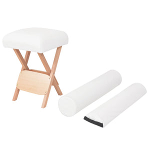Massage-Klapphocker 12 cm dicker Sitz & 2 Nackenrollen Weiß