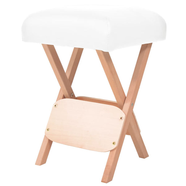 Massage Hocker Klappbar mit Nackenrollen - Weiß