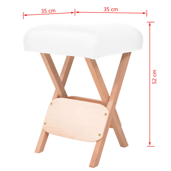 Massage-Klapphocker 12 cm dicker Sitz & 2 Nackenrollen Weiß