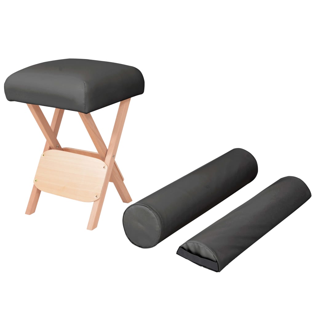 Massage-Klapphocker mit Nackenrollen Schwarz