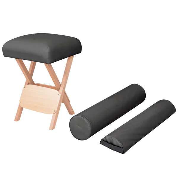 Massage-Klapphocker mit Nackenrollen Schwarz
