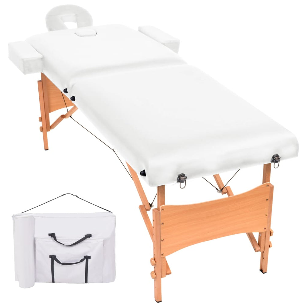 Klappbare Massageliege 2 Zonen Weiß