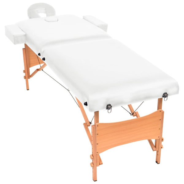 Klappbare Massageliege 2 Zonen Weiß